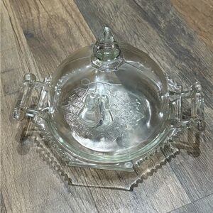 Vintage Glass Butter Dish with Lid